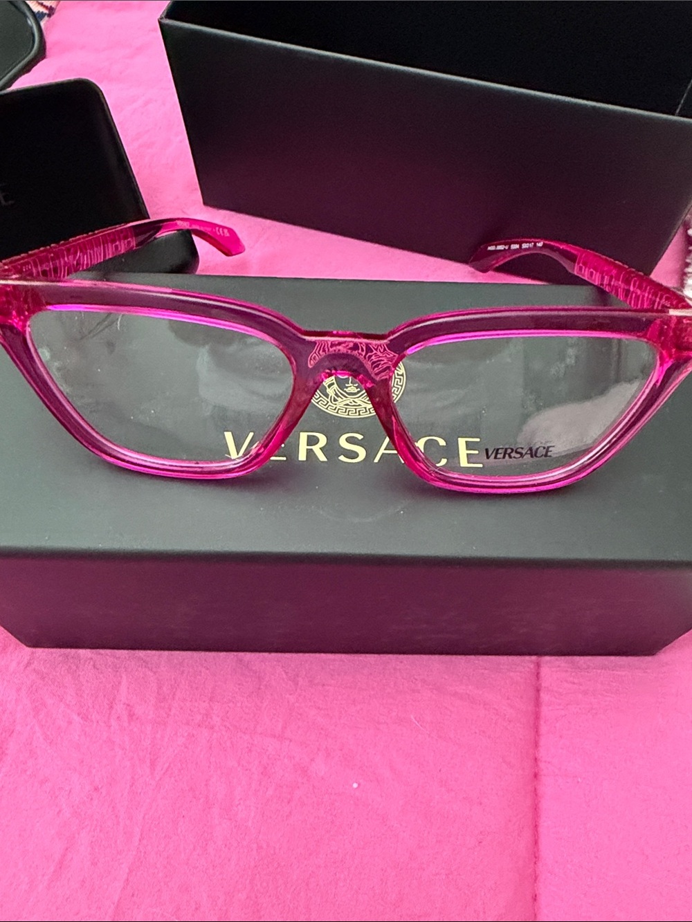 Versace Women's Pink Transparent Frame Eyeglasses